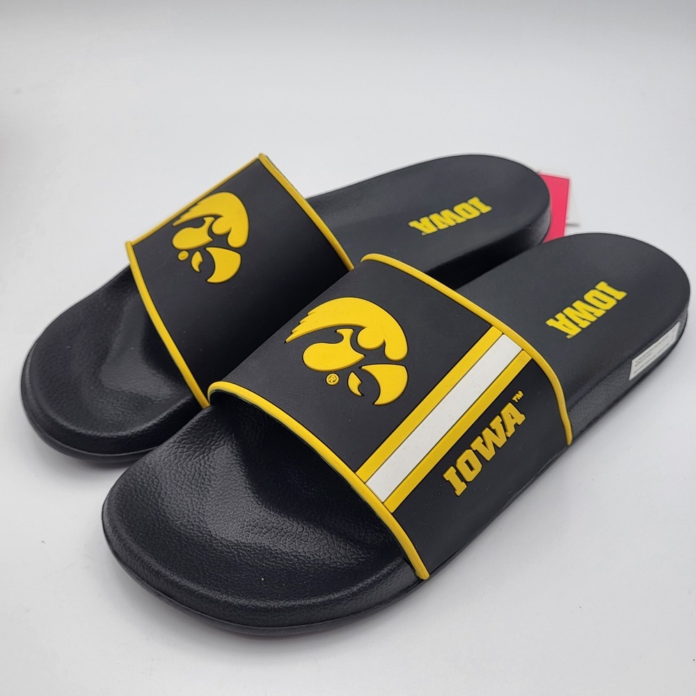 Iowa Hawkeyes Molded Slides FOCO Men's Large 11-12 Black Team Stripe